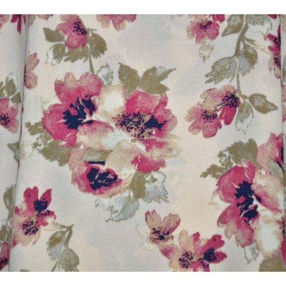 Krazy Kat Chiffon Pink Floral Blouse Roll Tab Sleeve Plus 3X Causal Night Out - Picture 3 of 11